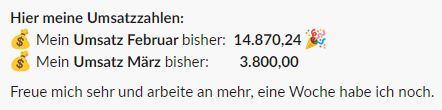 Nachricht: Umsatzzahlen Februar und März