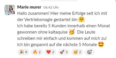 Nachricht von Marie: 5 Kunden in einem Monat ohne Kaltakquise